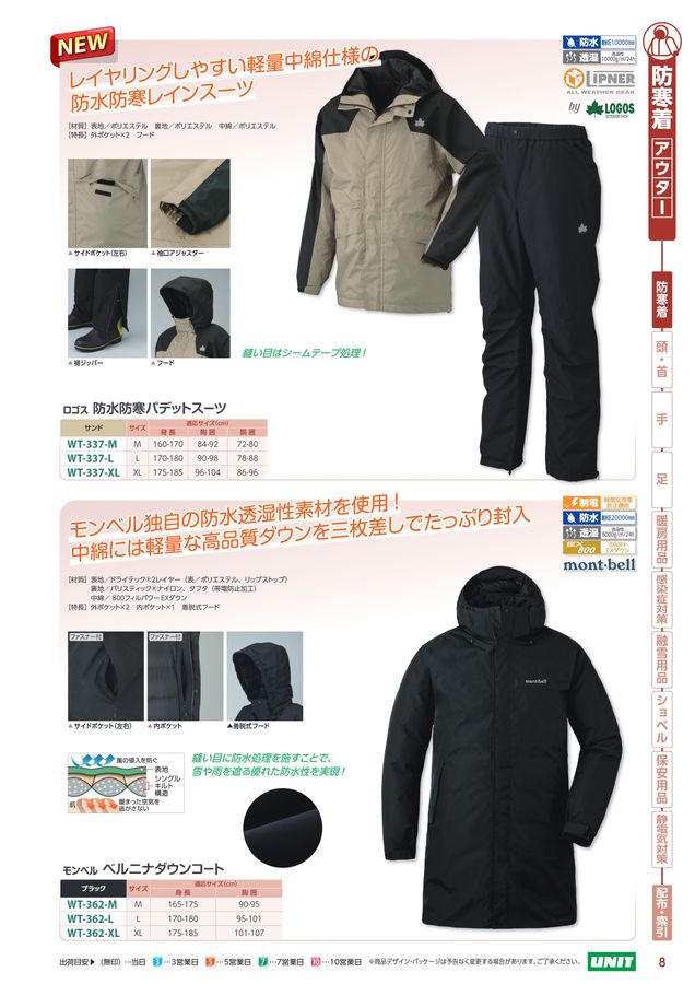 ユニットの防寒対策用品カタログNo.170P