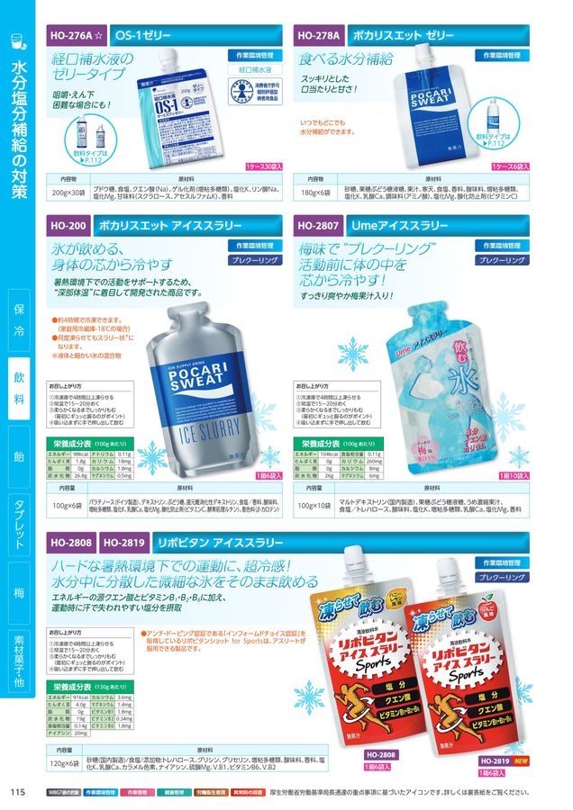ユニットの熱中症予防対策用品カタログNo.166
